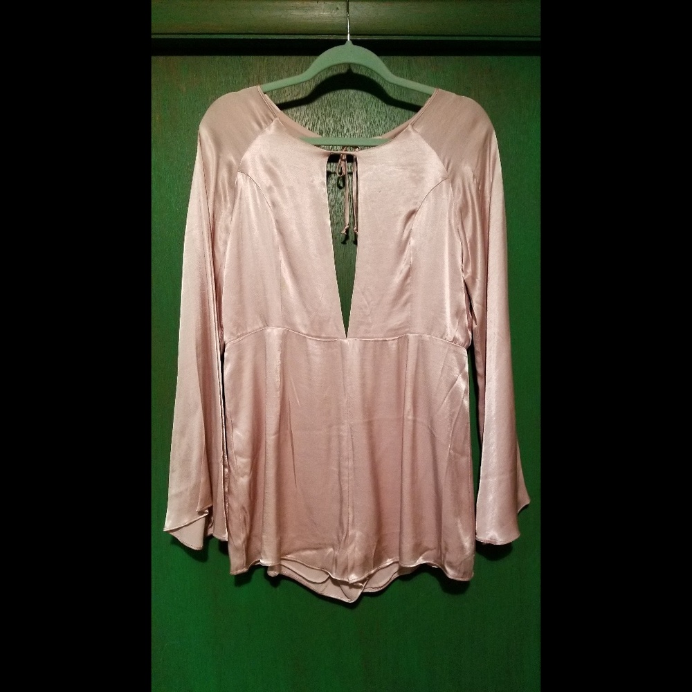 Olivaceous Satin Keyhole Romper